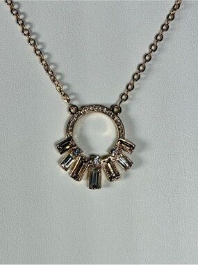 NWT Napier Rose Gold Crystal Circle Pendant Necklace